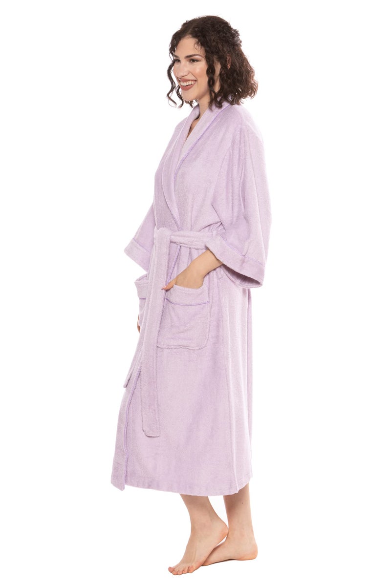 TexereSilk Women's Luxury Terry Cloth Bathrobe - NEW & IMPROVED FABRIC (Lavender Fog, 2X/3X) - Image 2